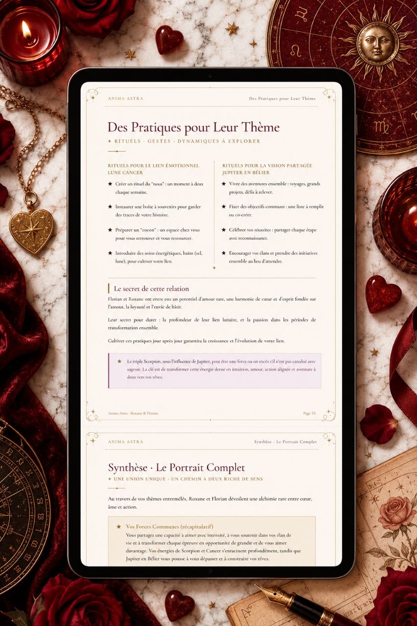 RAPPORT COMPATIBILITÉ AMOUREUSE — SYNASTRIE