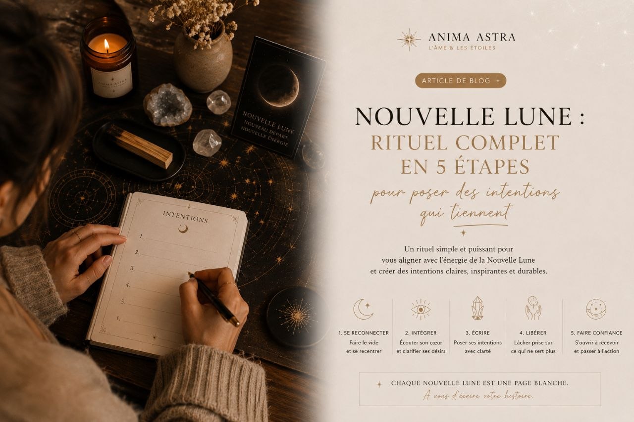 Nouvelle Lune : rituel complet en 5 étapes pour des intentions qui tiennent