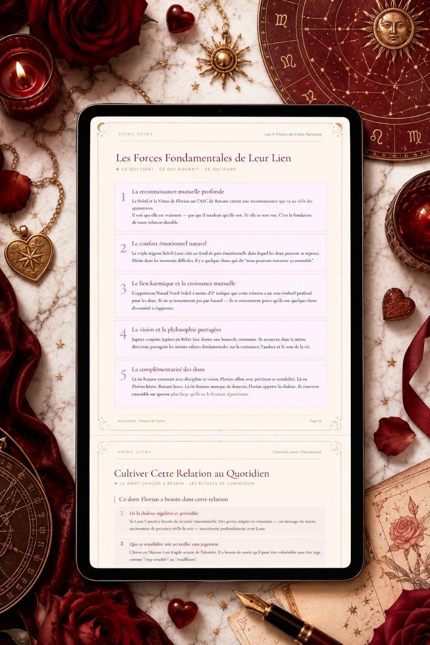RAPPORT COMPATIBILITÉ AMOUREUSE — SYNASTRIE