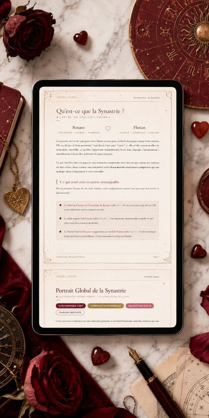 RAPPORT COMPATIBILITÉ AMOUREUSE — SYNASTRIE